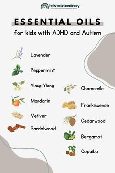 A look at the 11 best essential oils for kids with autism and ADHD, with information backed by science. Includes methods of using essential oils with kids, the benefits of each oil, possible risks and side effects, safety best practices, and tips for ensuring your oils are pure and high quality. Dottera Oils, Aromatherapy Business, Aura Spray, Top Essential Oils, Simply Earth, Calming Oils, Are Essential Oils Safe, Calming Essential Oils, Essential Oils For Kids