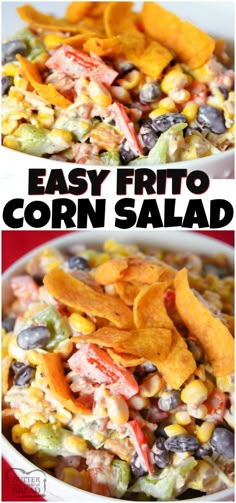 corn salad with black beans, carrots and corn chips