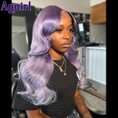 28 30 Inch Lavender Color Transparent 13x6 Lace Frontal Body Wave Wigs Light Purple 13x4 Colored Body Wave Wigs, Human Wigs, Body Wave Wig, Lavender Color, Wigs Hair Extensions, Body Wave, Lace Frontal, How To Do Nails, Light Purple