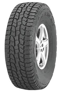 an all terrain tire on a white background