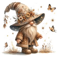 a painting of an old wizard with long white hair wearing a hat and holding a wand