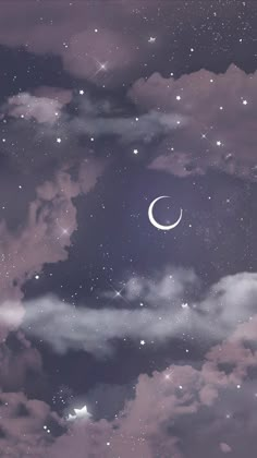 the night sky is filled with stars and clouds