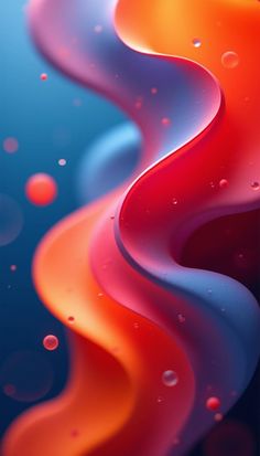 an abstract background with water droplets and red, orange and blue colors on the bottom