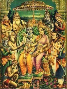 Rama Sita Painting, Coronation Painting, Indian God Art, Sita Painting, Rama Photos, Rama Image