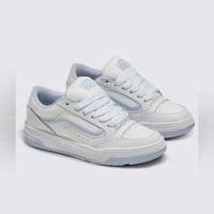 Vans Hylane Pop *Nwt* Color: Baby Blue Size: 10.5 Men's/ 12.0 Women's Sku: Vn000d1j689 Unisex Vans White Skate Shoes With Rubber Sole, Classic White Vans Skate Shoes, Vans White Cushioned Sneakers, Vans White Sneakers With Cushioned Footbed, White Vans Sneakers With Cushioned Footbed, Vans White Skate Shoes With Round Toe, Shoes Inspiration, Tenis Vans, Blue Vans