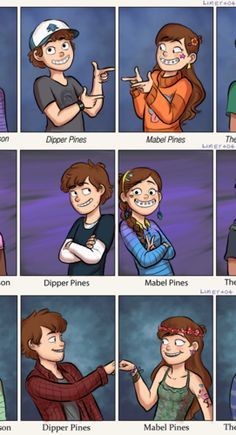 cartoon characters showing different types of facial expressions