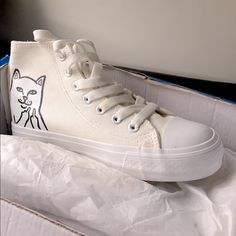 New Ripndip Shoes Size 5 In The Box. This Is The Known Brand From Zumiez With The Kitty! Rip And Dip, Camo Shoes, Purple Camo, Hi Top, Cat Colors, High Top Shoes, Slip On Sneakers, The Box, Womens Shoes Sneakers