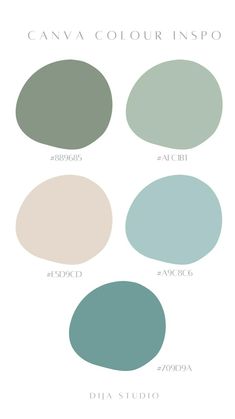 the color scheme for canva's paint swatches in shades of blue, green and