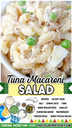 a poster advertising tuna macaroni salad