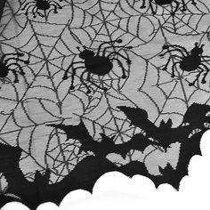 Spiderweb Lamp Shade | PopFun Halloween Lamp, Lace Lampshade, Mantle Scarf, Lace Lamp, Halloween Lamps, Silk Lampshade, Haunted House Party, Decorative Lamp Shades, Black Lampshade