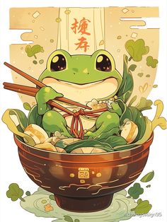 a frog eating ramen in stickers Dnd Companions, Japanese Frog Art, Kawaii Frogs, Noodles Japanese, Noodle Doodle, Frog Kawaii, Japanese Frog, Food Anime, Pet Frogs