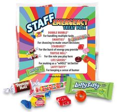 an emergency treat pack with candy and candies