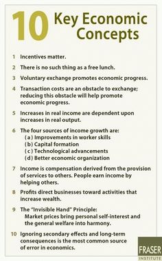 the ten key economic concept is shown in this poster