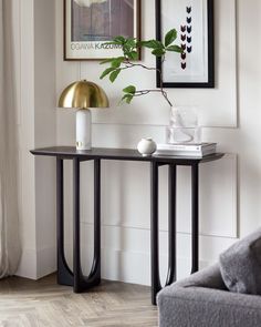 orlan console table ash veneer black Entrance Console Design, Entrance Hall Tables, Black Metal Console Table, Modern Entry Table, Living Hall Design, Designer Console Table, Entrance Hall Decor, Living Room Console Table, Console Table Black