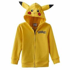 Boys Pikachu Costume, Pokemon Clothing, Pikachu Ears, Pokemon Hoodie, Pokemon Costumes, Hoodie Yellow