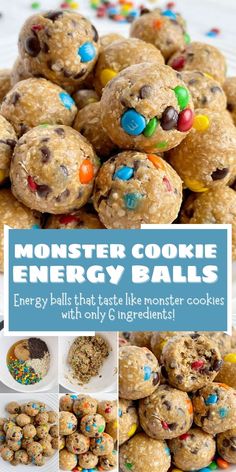 monster cookie energy balls with only 6 ingredients