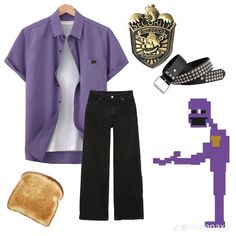 Fnaf Security Breach Inspired Outfits, Michael Afton Inspired Outfit, Five Nights At Freddy's Outfit Ideas, William Afton Costume, Simple Fnaf Cosplay, Fnaf Movie Outfit, Fnaf Closet Cosplay, Chica Inspired Outfits Fnaf, Fnaf Clothes Outfits