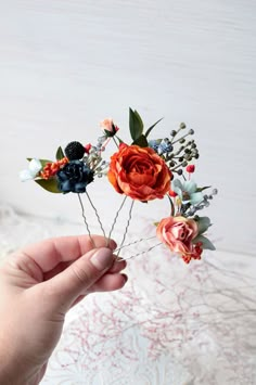 Orange flower hair pin SET You can buy each item separately on any quantity) ♥ READY to ship in 3-5 days ♥ + Beautiful high-quality materials + You can change the main color, just write us + 100% handmade + All items will be made to order special FOR YOU ---> All of them are unique + Your item will be gift packed for free + Fell free to ask about custom order Available with chocker More beautiful accessories here: https://www.etsy.com/shop/LisaUaShop WE DO ALL FOR YOU TO SHINE LIKE A DIAMOND Orange Flower Hair Clip, Diy Floral Hair Pins, Blueberry Wedding, Meghan Wedding, Dance Flowers, Flower Hair Clips Wedding, Hairpiece Wedding, Bridal Hair Pieces Flower, Wedding Flower Hair