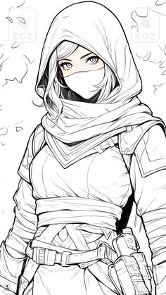 a black and white drawing of a person wearing a hoodie