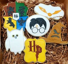 harry potter themed cookies in a box