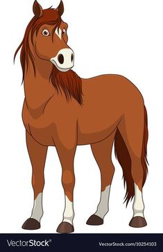 a brown horse with long manes and white feet on a white background royalty illustration