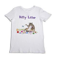 Kitty Litter Women's T-Shirt – Unfortunate Portrait Kitty Litter, Crewneck Sweatshirt Women, White Crew Neck, Funny Graphic Tees, Cat Litter, Tailored Shirts, Mens Crew Neck, T Shirt Men, Cool Shirts