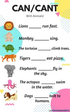 an animal worksheet with words and pictures for children to learn how to read