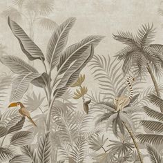 an image of birds and plants in the jungle