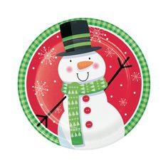 a paper plate with a snowman on it