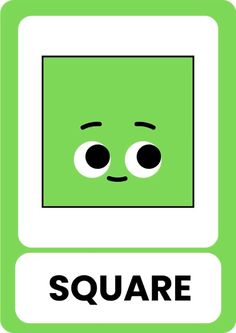 a square sign with eyes and the word square on it's front side, in black