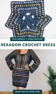 Wondering how to crochet Taylor Swift's dress? This free crochet pattern from Make and Do Crew is for you! This is an easy crochet dress made from hexagons and the granny stitch. This ​ ​crochet mini dress is the perfect fall dress to wear with boots. Visit the blog to get the hexagon crochet pattern & video tutorials. - Crochet Fashion | Taylor Swift Aesthetic