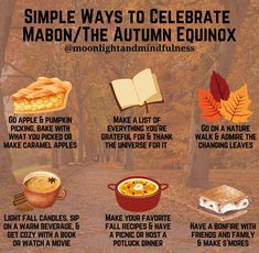 an autumn info sheet with the words, simple ways to celebrate mabon / the autumn equinox