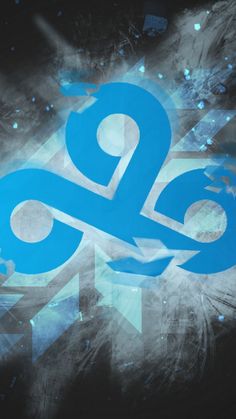 an abstract blue and white graphic with the letter q in it's center on a black background