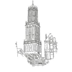 Digitale ‘pentekening’ van de Domtoren in Utrecht Story Tattoo, Goal Board, Life Stories, Daffodils, Netherlands, Abc