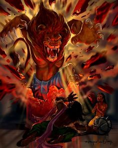 Narsimha God Art, Prahlad Maharaj, Narsimha God Wallpaper, Narsimha God, Half Man Half Lion, Narsimha Dev, Lord Narsimha, Lord Narasimha, Hindu Scriptures