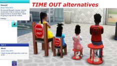 an animated image of children sitting in chairs with the caption time out alternatives