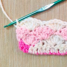 the crochet stitch is being worked on