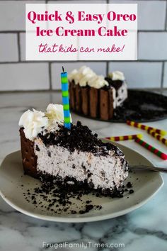 a slice of ice cream cake on a plate