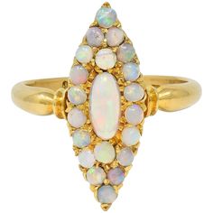 Victorian 1897 Opal Cabochon 18 Karat Yellow Gold Antique Navette Cluster Ring Letter Ring, Jewelry Accessories Ideas, Bead Set, Accessories Ideas, Crown Jewels, Body Color, Shop Engagement Rings