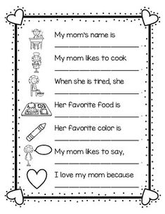 the worksheet for mother's day