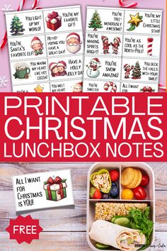 printable christmas lunchbox notes for kids to help them learn how to eat and have fun