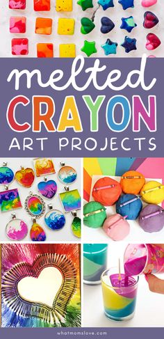 melted crayon art projects with text overlay