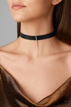 Rose Gold Bar, Diamond Choker, Bar Studs, Gold Bar, Gold Leather, Net A Porter, Simple Outfits