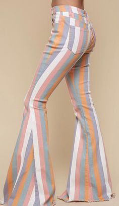 Striped Flare Jeans, Cute Country Outfits, Western Style Outfits, Colored Pants, Flared Pants, Dress Gift, Denim Flares, Country Outfits, Flare Pants