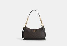 Teri Shoulder Bag In Signature Canvas | COACH OUTLET Coach Side Bag, Coach Formal Shoulder Bag With Chain Strap, Designer Coach Shoulder Bag With Chain Strap, Coach Teri Shoulder Bag Black, Coach Teri Shoulder Bag In Signature Canvas, Coach Luxury Shoulder Bag With Chain Strap