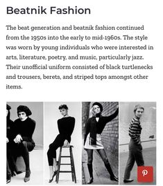 60s Capsule Wardrobe, 60s Beatnik Fashion, Beatnik Style Women, Beatnik Aesthetic, Beatnik Style 1960s, 60s Beatnik, Beatnik Fashion, Beatnik Style, Beat Generation