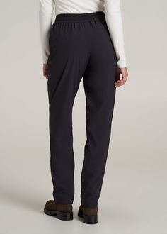 Stylish Tall Women's Pants for the Cooler Months Sleek, Chic, and Oh So Warm Step into comfort and style with our Pull-On Fleece Lined Trouser Pants, tailored for tall women who don’t want to choose between warmth and style. These trousers feature a tapered leg that flatters, an elastic waist for easy pull-on wear, and a soft fleece lining that keeps the chill at bay. Whether you’re heading to the office or out for a brisk walk, these women's tall pants ensure you stay warm, comfortable, and chi Pants For Tall Women, Scrubs Dress, Brisk Walk, Pants Tailored, Cozy Sleepwear, Sleek Chic, Women In Black, Tall Pants, Fall Denim