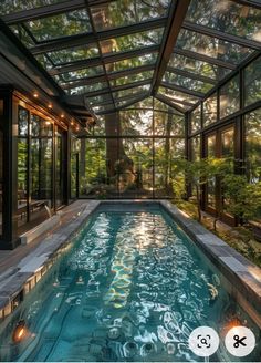 Indoor Lap Pool Home, Swimming Pool Greenhouse, Cozy Backyard With Pool, Greenhouse With Pool Inside, Indoor Pools Ideas, Aesthetic Indoor Pool, Indoor Outdoor Pool Ideas, Amazing Outdoor Spaces, Tiny Indoor Pool