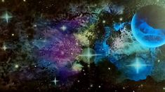 an image of a space scene with stars and planets