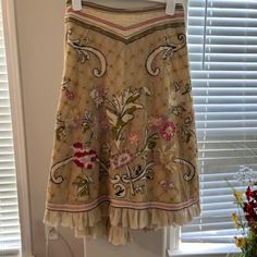 Beatuiful Bohemian Laced Skirt With Satin Ribbon Tie In The Back Very Gentle Used. In Great Condition. Bohemian Silk Skirt For Spring, Bohemian Fitted Silk Skirt, Fitted Silk Bohemian Bottoms, Bohemian Skirt, Ribbon Tie, Satin Ribbon, Lace Skirt, The Back, Womens Skirt